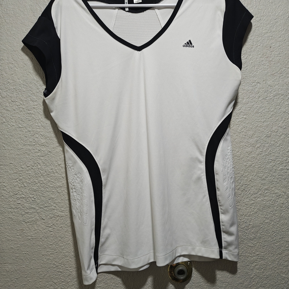 Adidas Women's Black and White Short Sleeve Tee